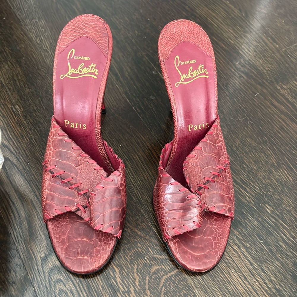 Christian louboutin red snakeskin